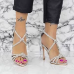Дамски сандали с тънък ток 2ZB8 Сребро Mei