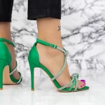 Дамски сандали с тънък ток 2ZB8 Зелено Mei