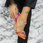 Дамски сандали с тънък ток 2ZB8 Оранжево Mei