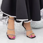 Дамски сандали с тънък ток 2BD23 Черен Mei