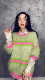 Дамски пуловер 6127-4 Многоцветен » MeiMall.bg
