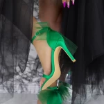 Дамски сандали с тънък ток 2LU2 Зелено Mei