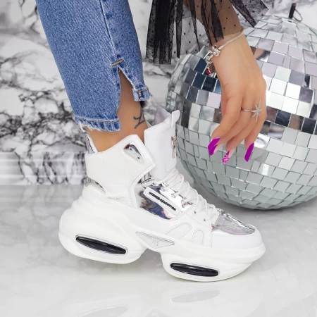 Дамски кецове с платформа K08 Бял » MeiMall.bg