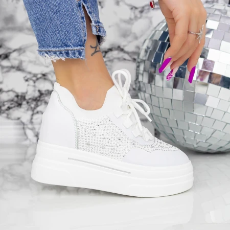 Дамски кецове с платформа 2MX8 Бял » MeiMall.bg