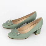 Обувки с дебел ток K4365-3786C Зелено » MeiMall.bg