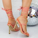 Дамски сандали с тънък ток VK140 Розов Botinelli