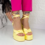 Дамски сандали с ток и платформа 956-19 Жълто Botinelli