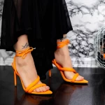 Дамски сандали с тънък ток 2ZB5 Оранжево » MeiMall.bg