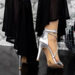 Дамски сандали с тънък ток 2YXD76 Сребро Mei