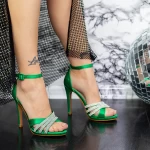 Дамски сандали с тънък ток 2BD21 Зелено MeI