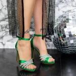 Дамски сандали с тънък ток 2BD21 Зелено MeI