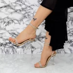 Дамски сандали с тънък ток 2BD32 Златен MeI
