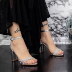 Дамски сандали с дебел ток 2XKK28 Сребро Mei