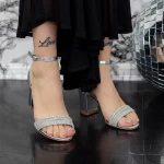 Дамски сандали с дебел ток 2XKK30 Сребро Mei