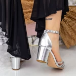 Дамски сандали с дебел ток 2RG11 Сребро (D38|D39) Mei