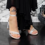 Дамски сандали с дебел ток 2XKK32 Сребро Mei
