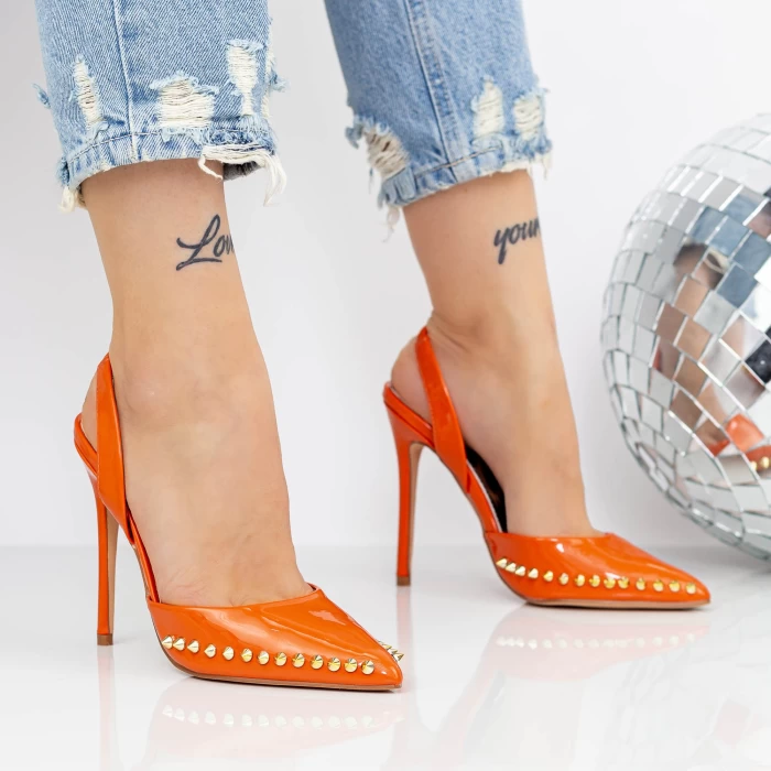 Обувки на тънък ток 2KV79 Оранжево » MeiMall.bg