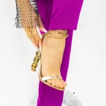 Дамски сандали с дебел ток 2BD30 Златен Mei
