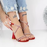 Дамски сандали с дебел ток 2BD35 Червено Mei