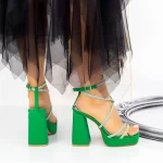 Дамски сандали с ток и платформа 2XKK100 Зелено Mei