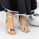 Дамски сандали с тънък ток 2XKK72 Сребро Mei