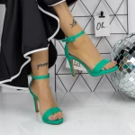 Дамски сандали с тънък ток 2XKK90 Зелено Mei