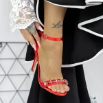 Дамски сандали с тънък ток 2XKK119 Червено Mei