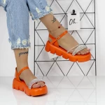 Дамски сандали с нисък ток 2HXS17 Оранжево » MeiMall.bg