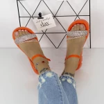 Дамски сандали с нисък ток 2HXS17 Оранжево » MeiMall.bg