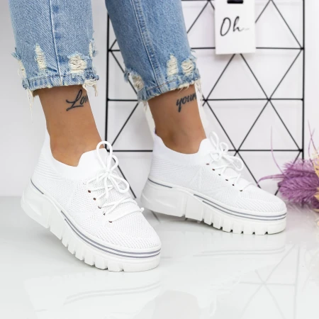 Дамски кецове с платформа 2W2 Бял » MeiMall.bg