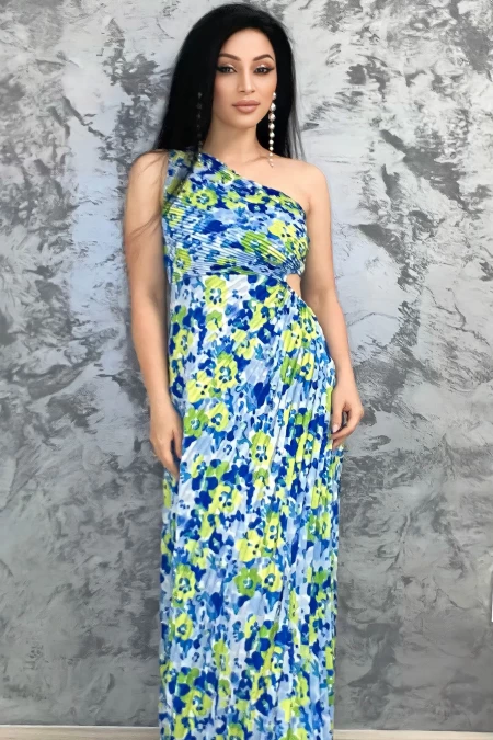 Дамска рокля 51760 Синьо-Зелено » MeiMall.bg