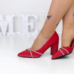 Обувки с дебел ток 3XKK16 Червено » MeiMall.bg