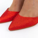 Обувки с дебел ток 2YXD67 Червено » MeiMall.bg