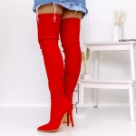 Дамски дълги ботуши на токчета 3KV8 Червено | Mei