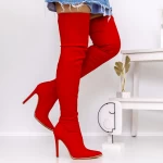 Дамски дълги ботуши на токчета 3KV8 Червено | Mei