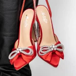 Обувки с дебел ток 3KV25 Червено » MeiMall.bg