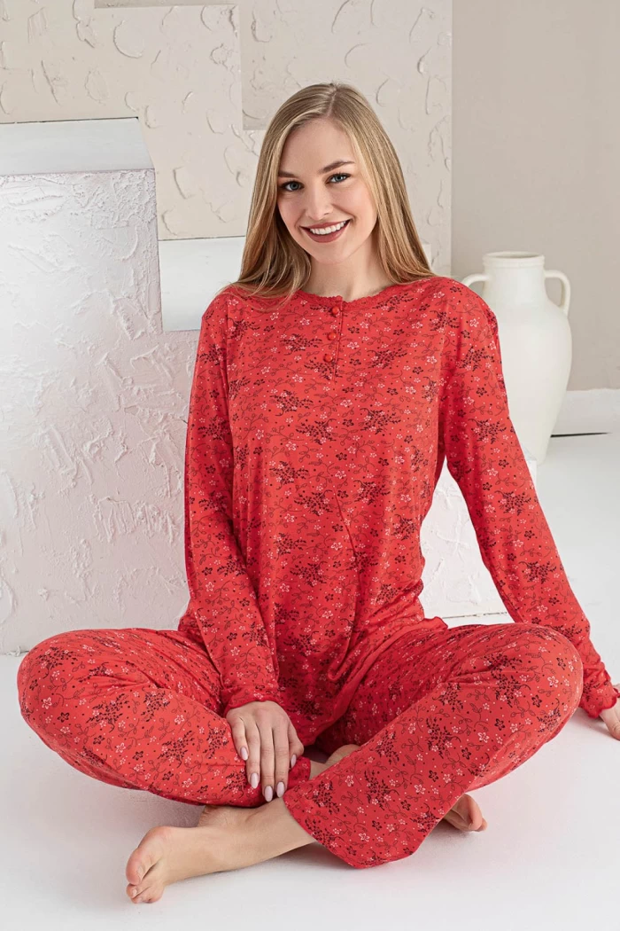 Дамски пижами PJ06 Червено | Pamuklu