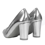 Обувки с дебел ток 3XKK69 Сребро | Mei