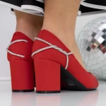 Обувки с дебел ток 3XKK72 Червено | Mei