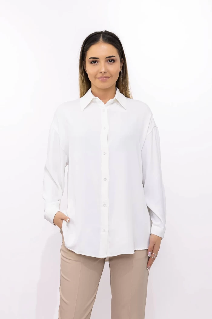 Дамска риза 1709-1-25 Бял » MeiMall.bg
