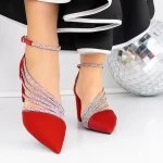 Обувки с дебел ток 3XKK102 Червено | Mei
