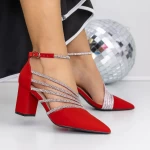 Обувки с дебел ток 3XKK102 Червено » MeiMall.bg