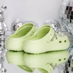 Дамски чехли с ниска подметка 6082-1 Зелено | Alogo
