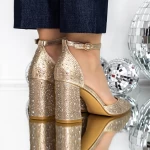 Обувки с дебел ток 3YXD92A Златен | Mei