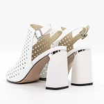 Дамски сандали с дебел ток K596-80 Бял | Advancer