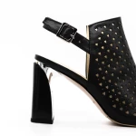 Дамски сандали с дебел ток K596-80 Черен | Advancer