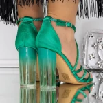 Дамски сандали на ток 3XKK111 Зелено | Mei