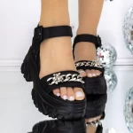 Дамски сандали на платформа 3WL208 Черен | Mei