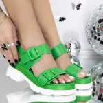 Дамски сандали на ток 3LE51 Зелено | Mei