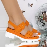 Дамски сандали на ток 3LE51 Оранжево | Mei